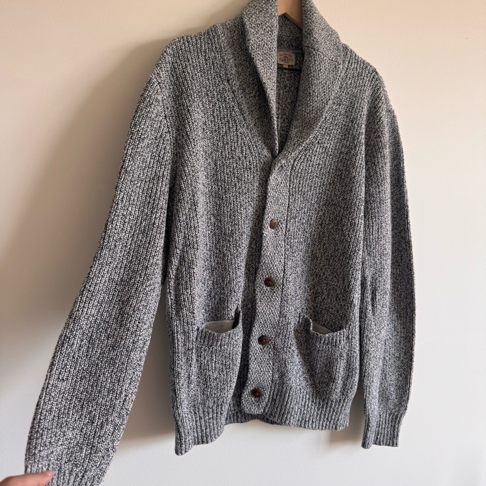 Faherty | Heather Gray Marled Cotton Cashmere Knit Cardigan ~ XL Like New - Picture 7 of 11